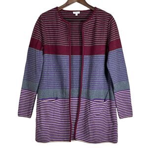 Talbots Factory Open Front Cardigan Knit Sweater Women Size S Pockets Multicolor